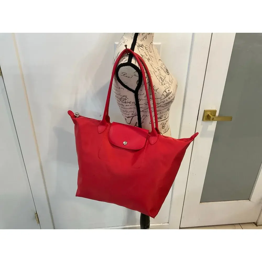 Authentic Longchamp Le Pliage Large NEO Orange Nylon Tote Shoulder bag - Picture 3 of 10